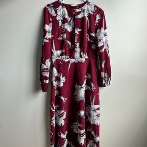 Dark Red Floral Maxi Dress